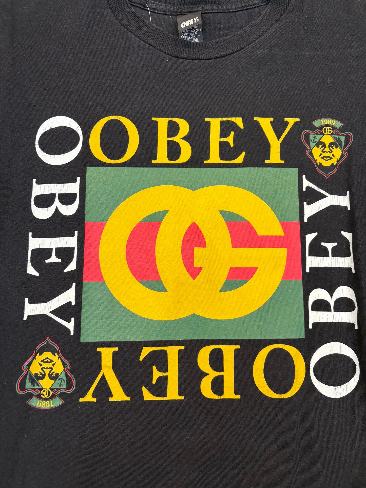 Vintage Obey Gucci Spoof Propaganda Y2K Streetwear Skate Black Tee