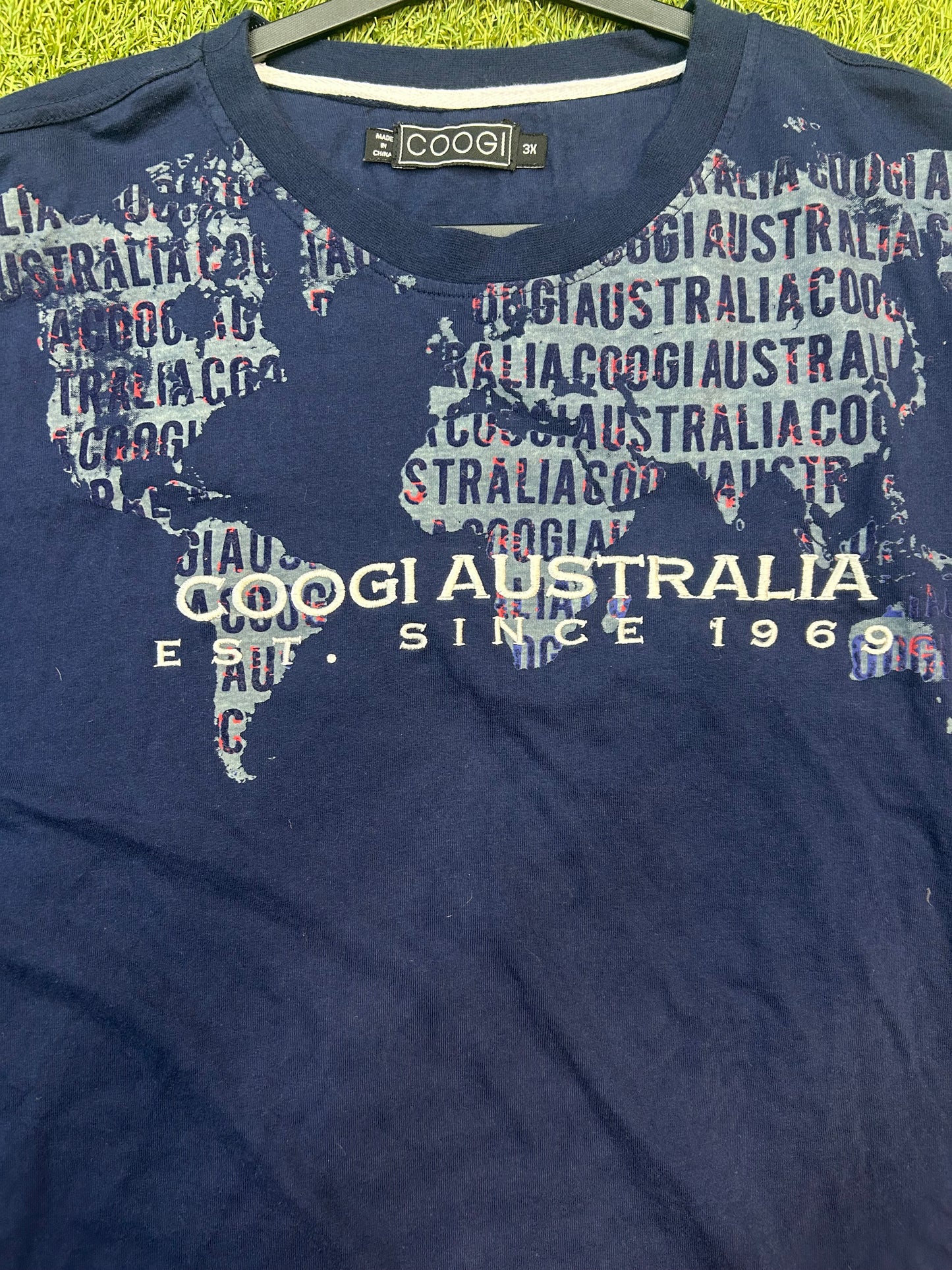 Y2K Coogi Australia Navy Blue Continents Tee