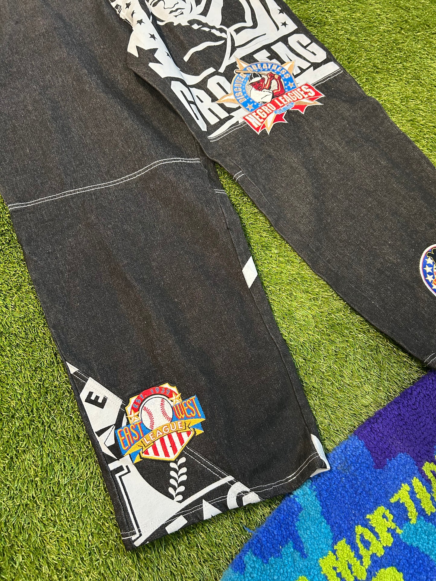 Y2K NLBM Black Denim Embroidered Jacket+Denim Jeans