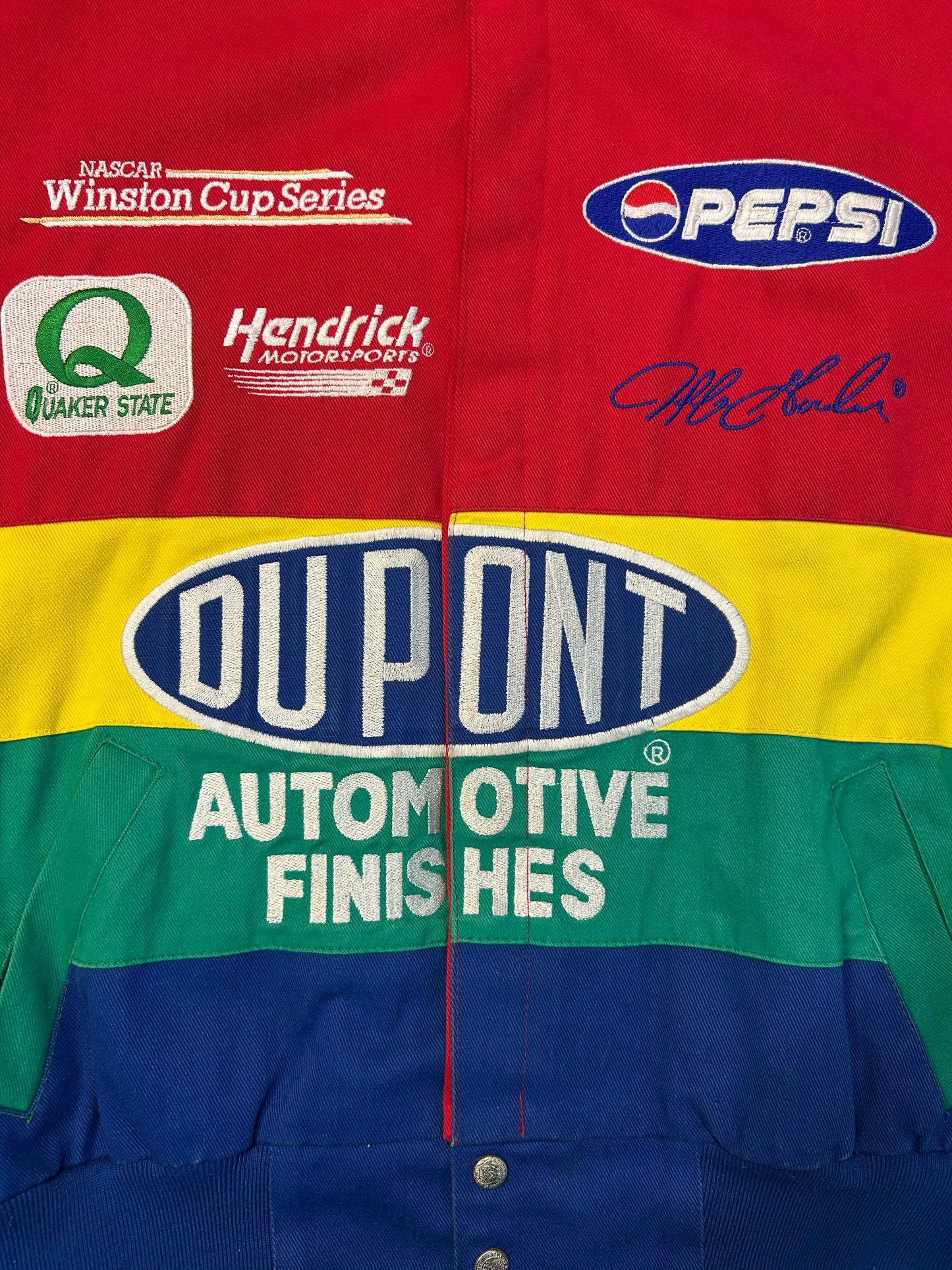 Vintage Jeff Hamilton DuPont Automotive Finishes NASCAR Rainbow Jacket