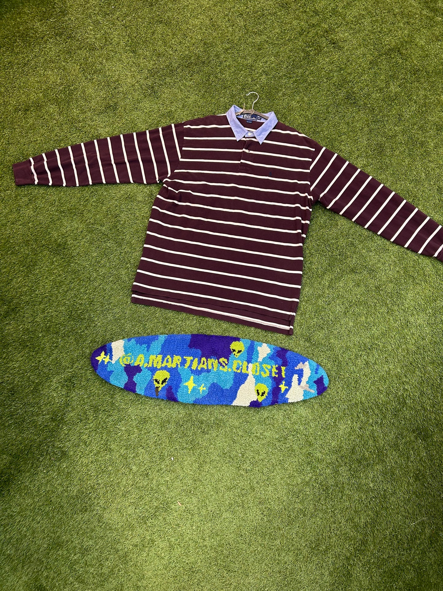 Vintage Ralph Lauren White Stripes on Burgundy