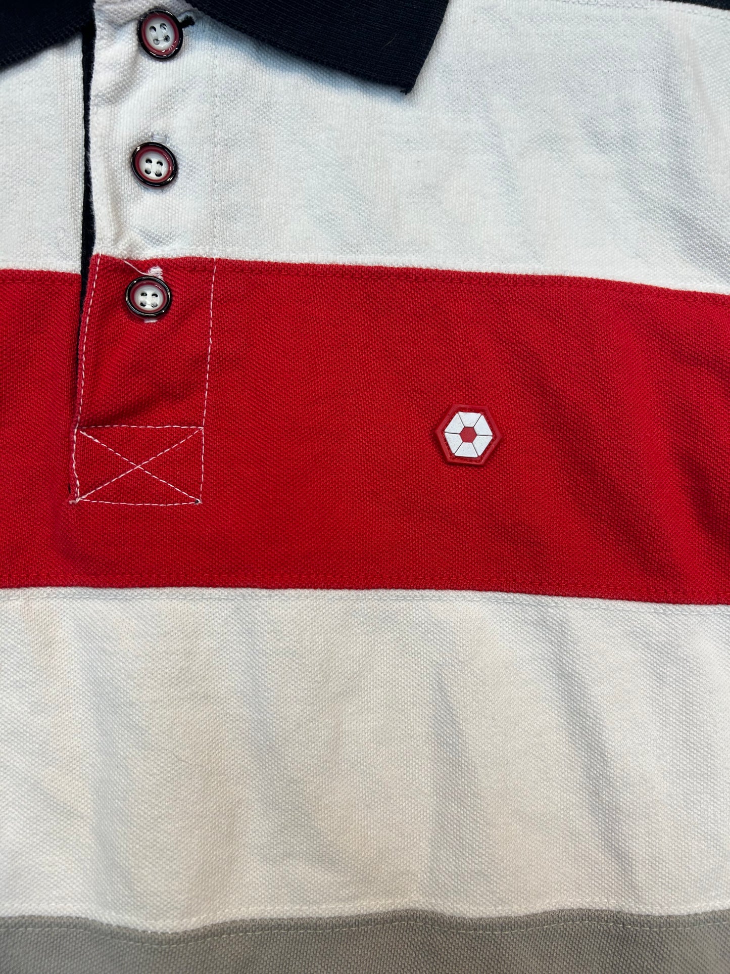 Y2K South Pole Red Black White Stripe Collard Shirt