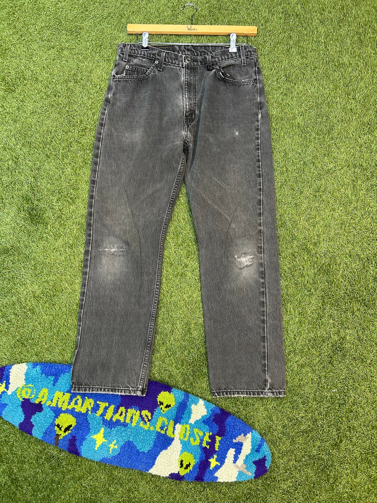 Vintage Orange Tab 505 Regular Straight Leg Fit Black Levi Jeans