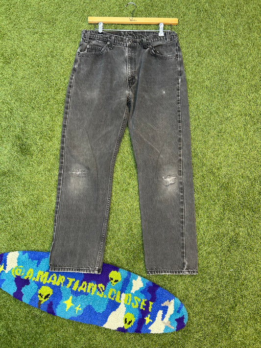 Vintage Orange Tab 505 Regular Straight Leg Fit Black Levi Jeans