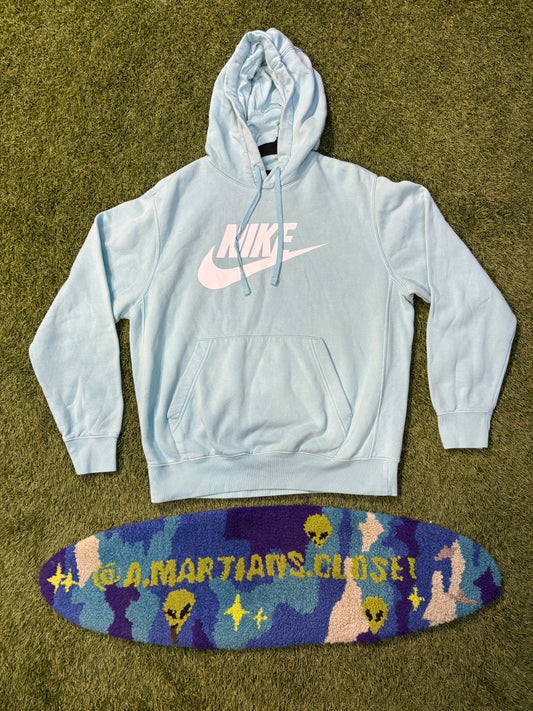 Baby Blue Center Logo Nike Hoodie Size Medium