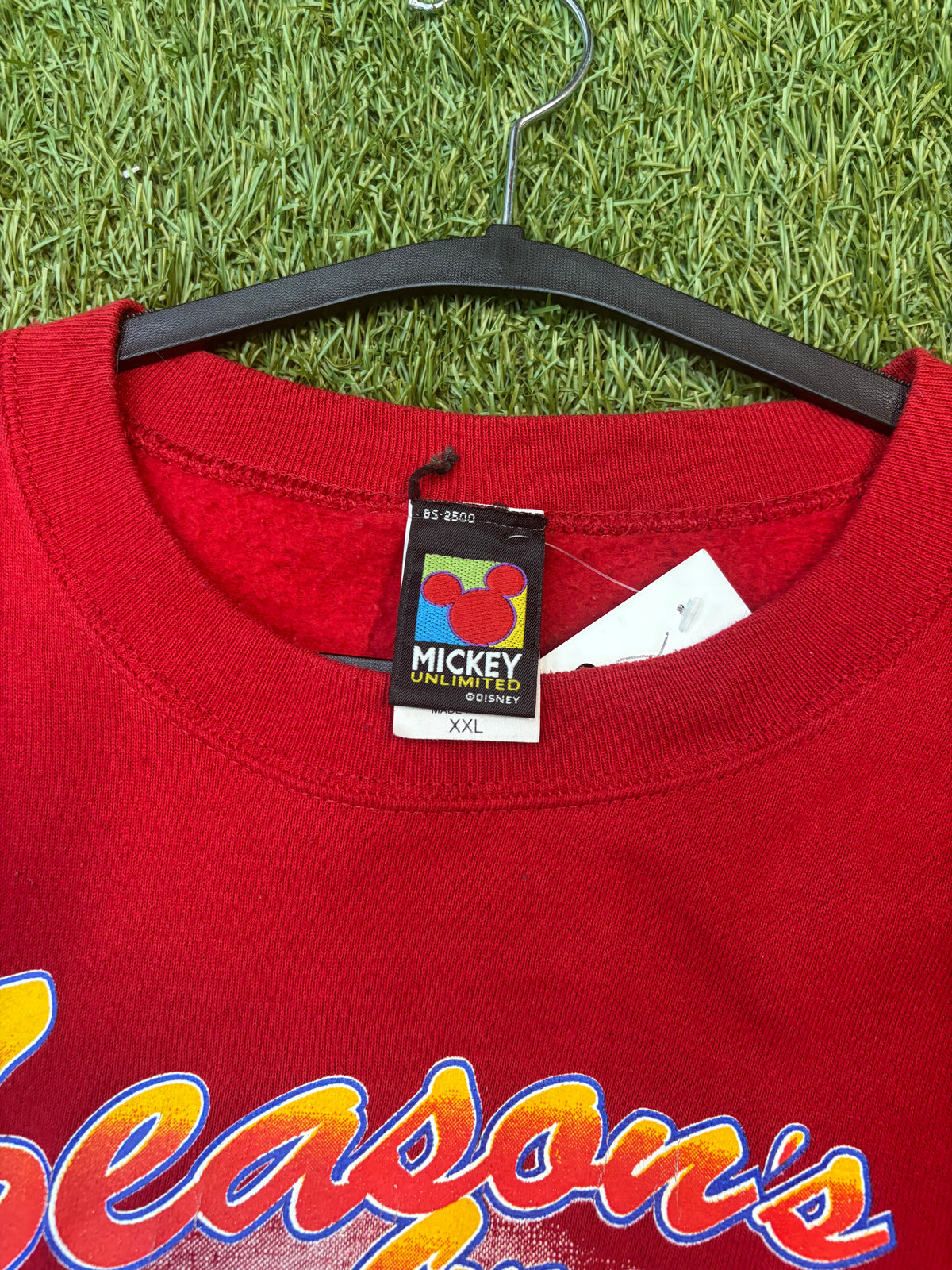 Vintage Disney “Seasons Greetings” Red Crewneck Mickey Brand