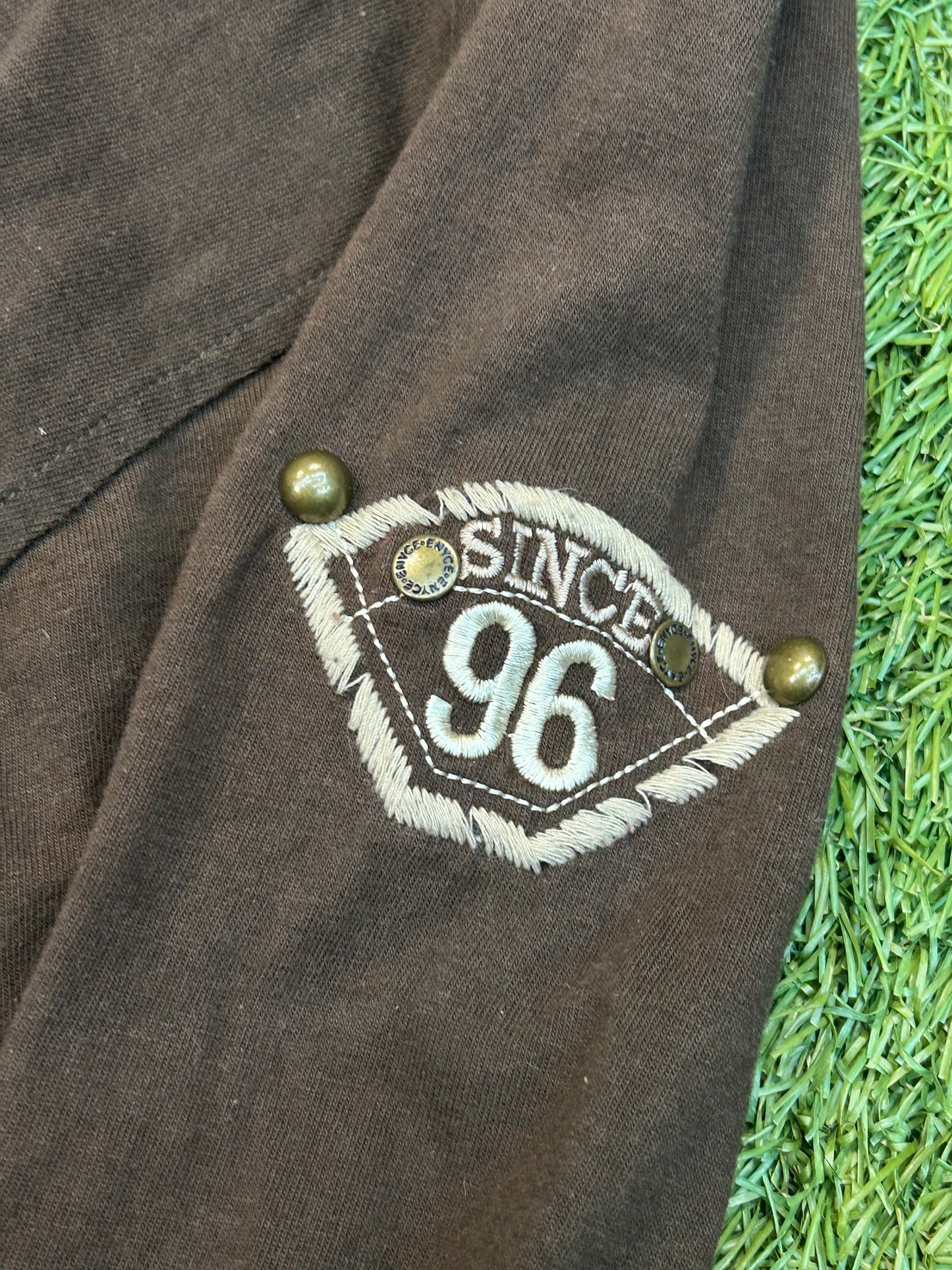 Vintage ENYCE Brown Long Sleeve Embroidered Tee