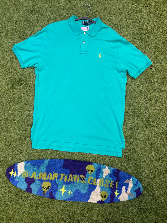Vintage Silver Tag Polo Ralph Lauren Teal W/Gold Logo