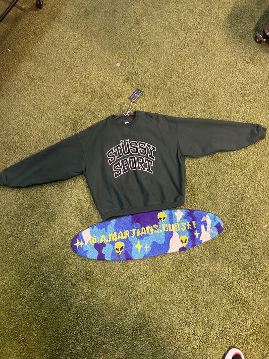 Stussy Sports Green Crewneck Relaxed Fit
