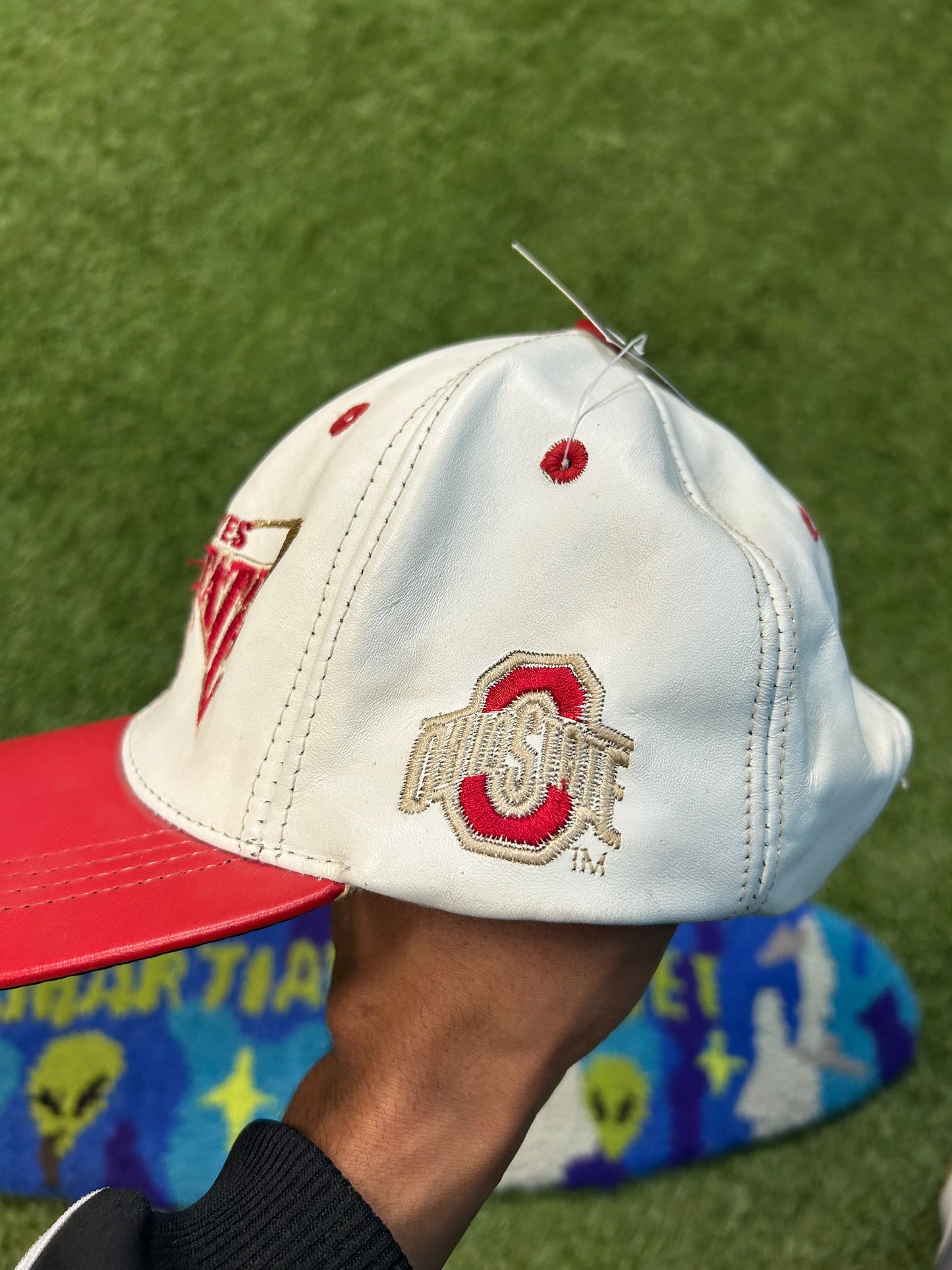 Vintage 90s Ohio State Buckeyes Leather Embroidered SnapBack