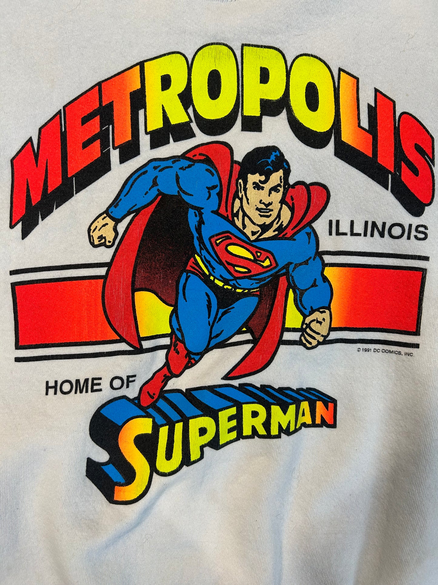 Vintage 1991 Metropolis Illinois Home Of Superman Crewneck