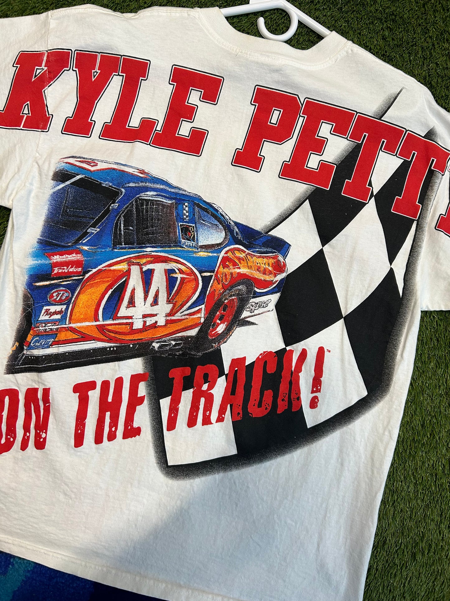 Vintage 1998 Classic Hot Wheels Tag Kyle Petty #44 NASCAR AOP Tee