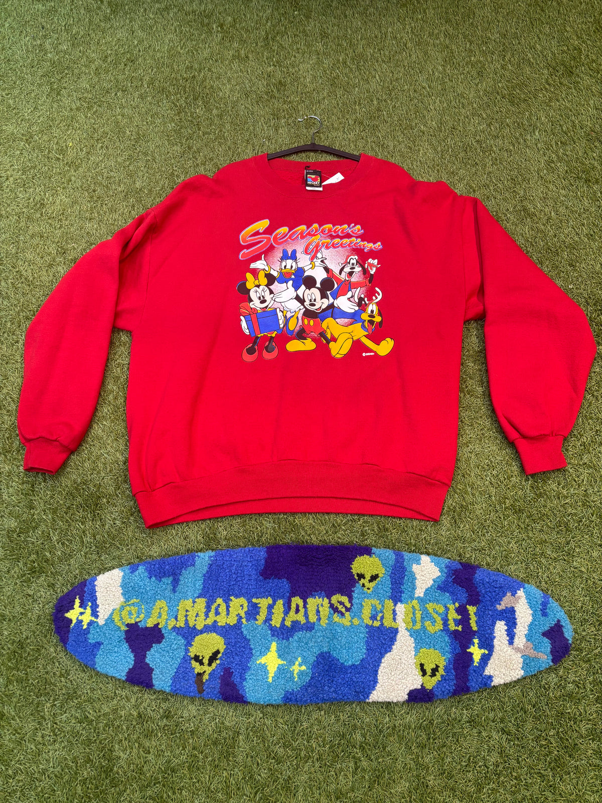 Vintage Disney “Seasons Greetings” Red Crewneck Mickey Brand