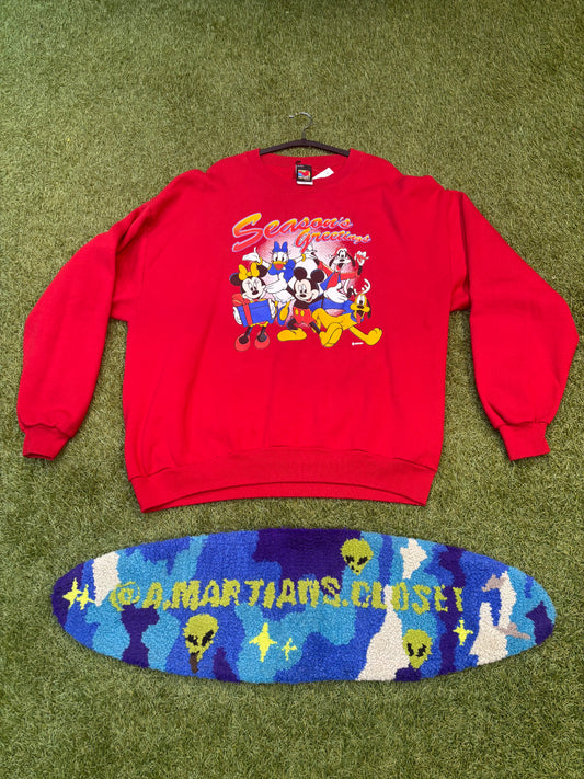 Vintage Disney “Seasons Greetings” Red Crewneck Mickey Brand