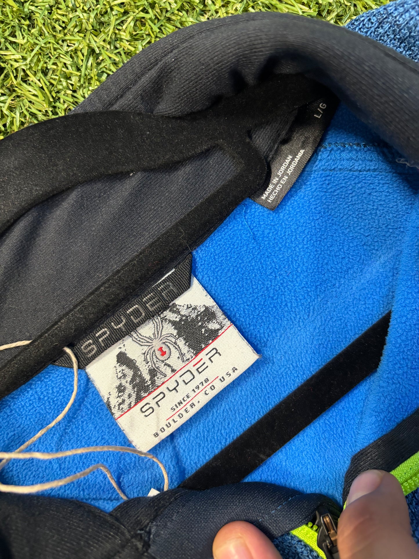 Multi Blue Knitted Spyder Brand Quarter Zip Jacket