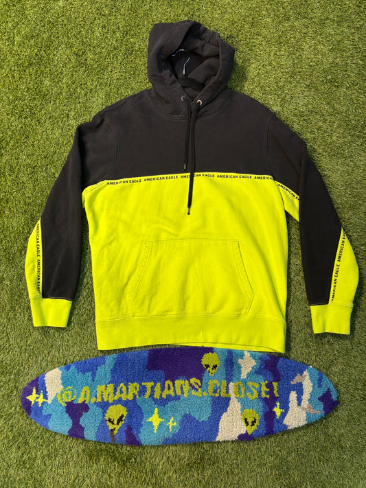 Black and Lime Green American Eagle Hoodie Size XL