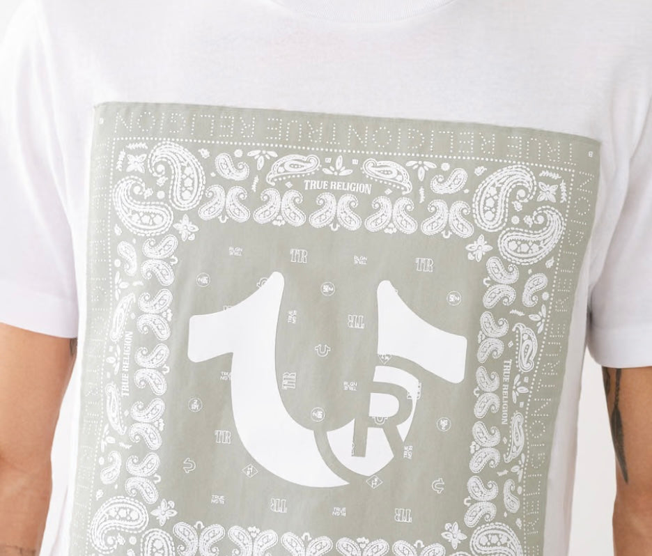 True Religion Paisley Twill Appliqué Logo Tee