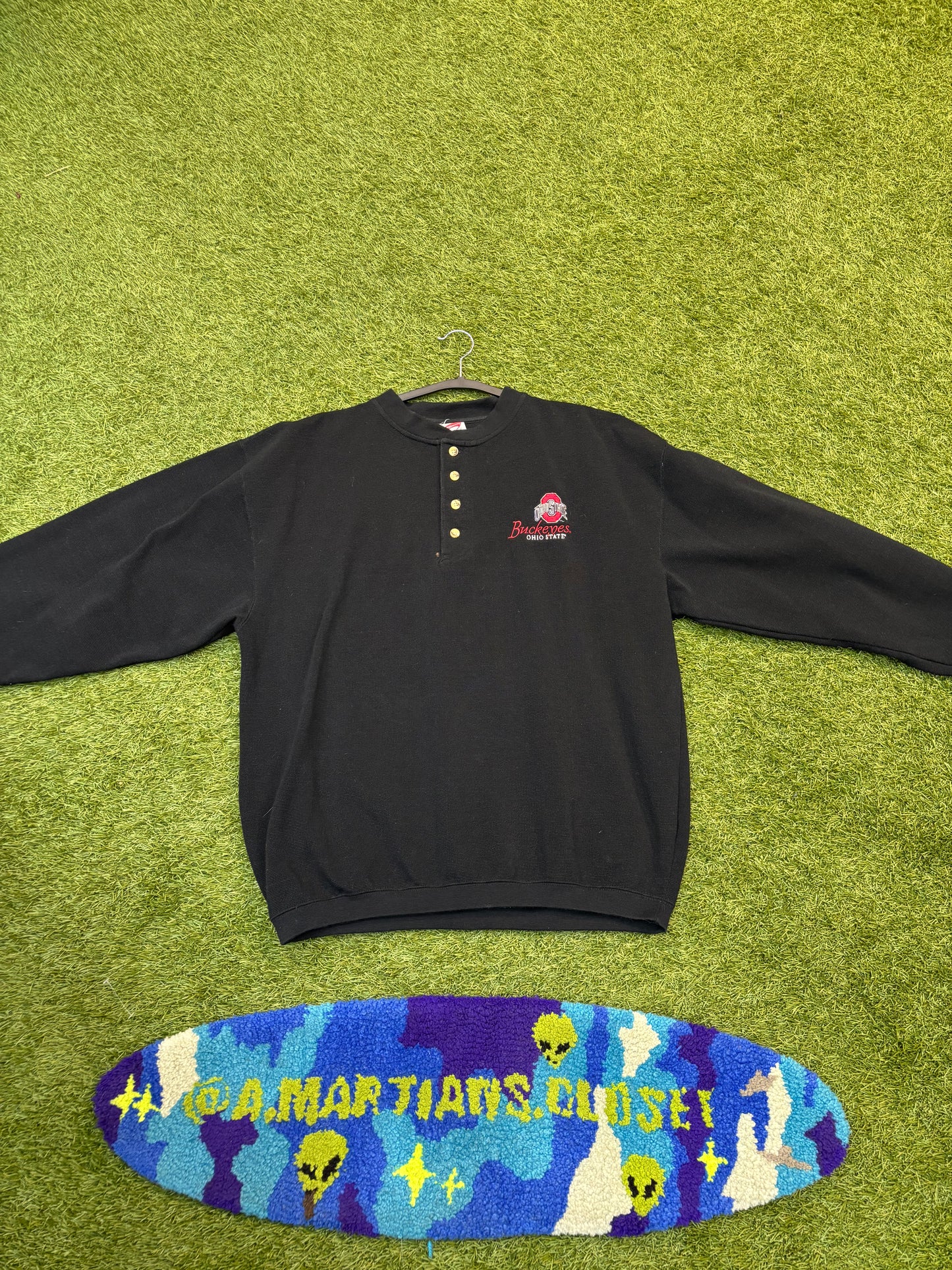 Vintage Black Buckeyes Ohio State Button Up Sweatshirt