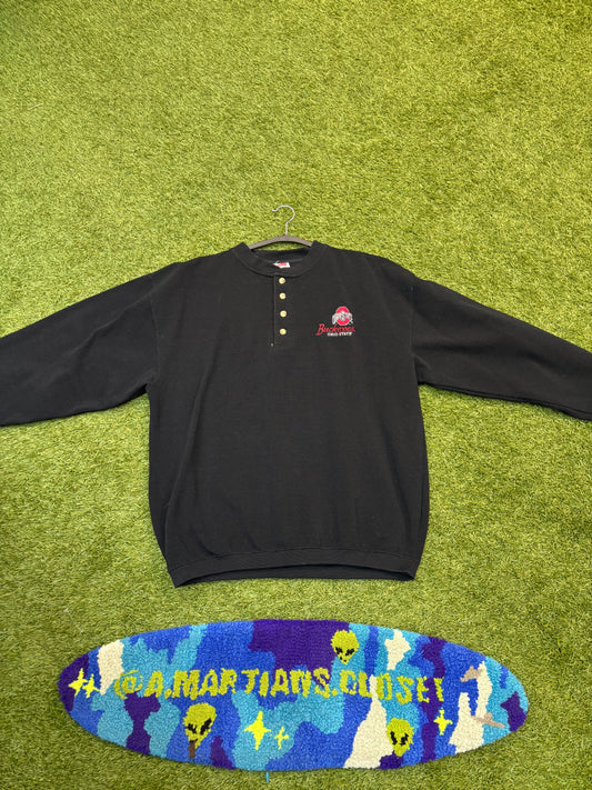 Vintage Black Buckeyes Ohio State Button Up Sweatshirt