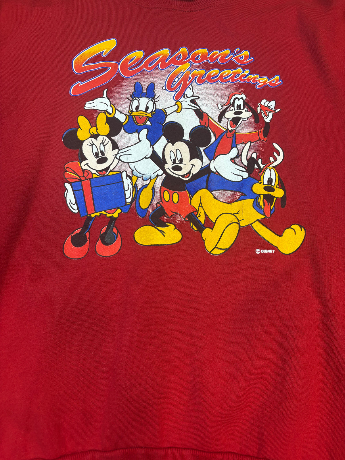 Vintage Disney “Seasons Greetings” Red Crewneck Mickey Brand
