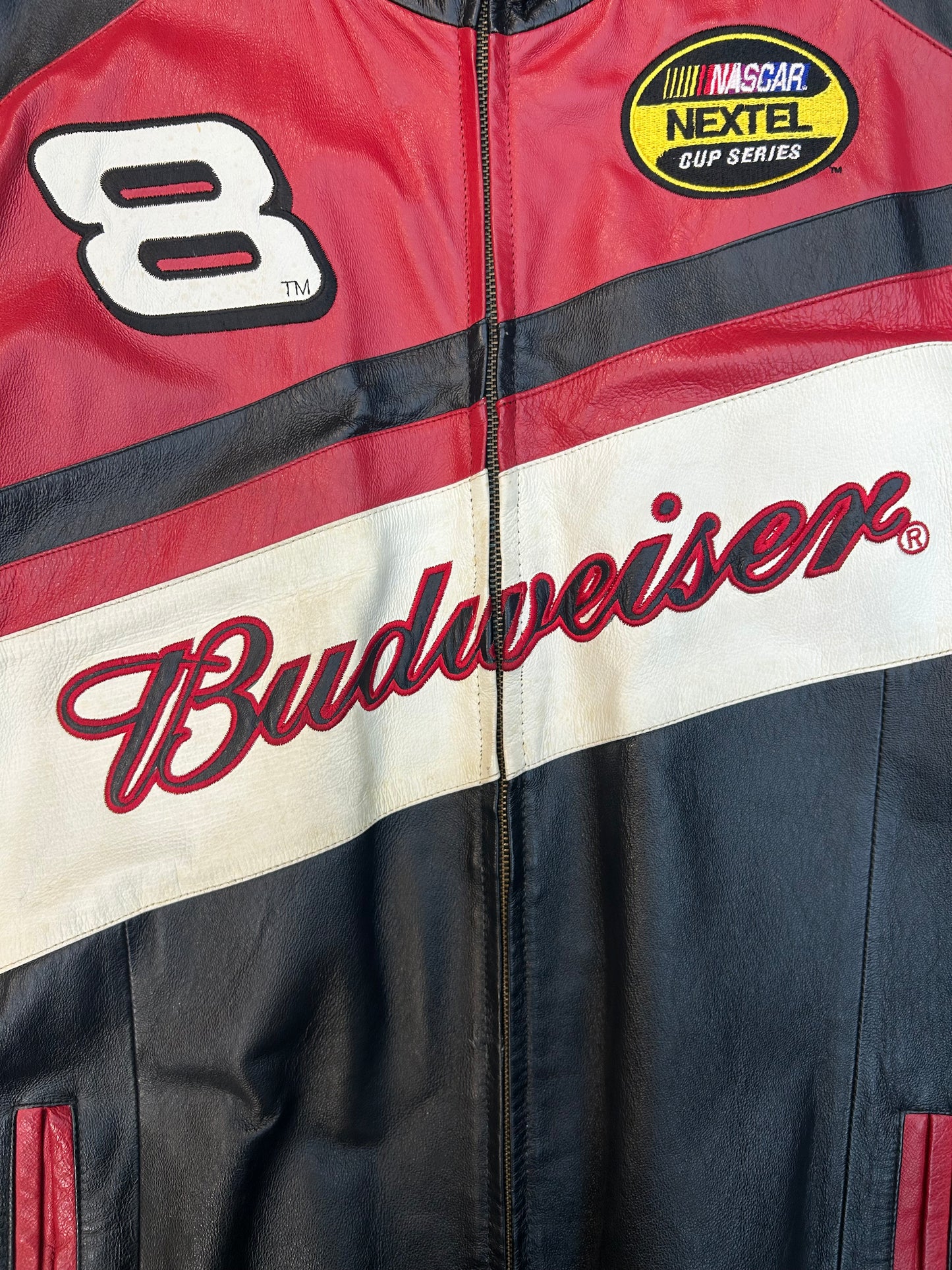 Vintage Dale Earnhardt Jr #8 Budweiser NASCAR Leather Jacket