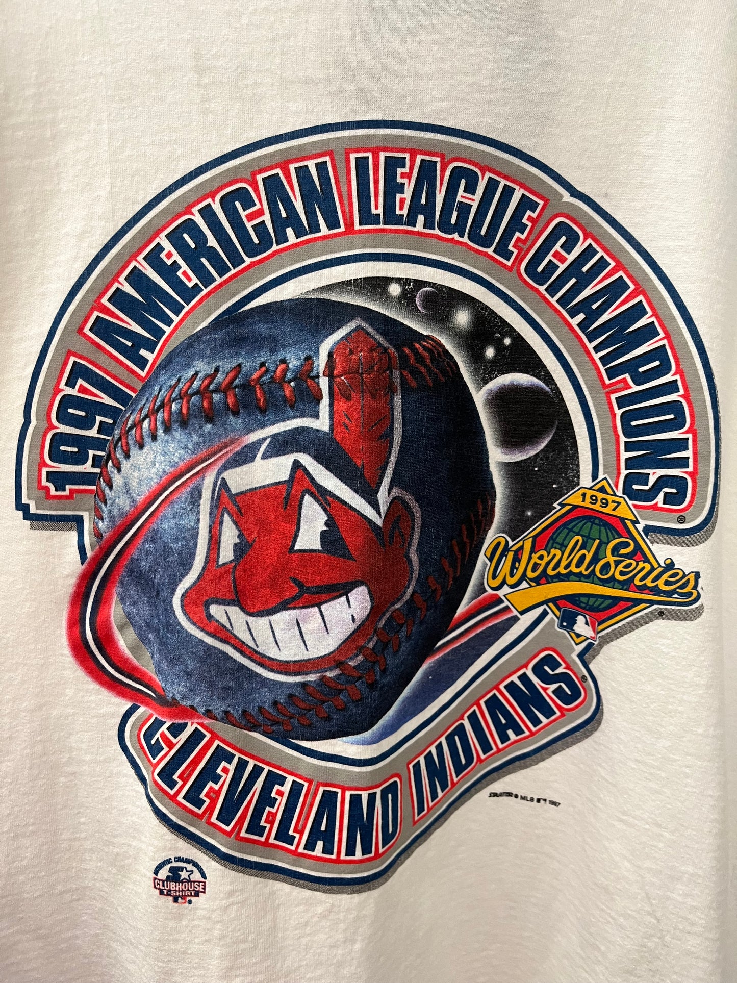 1997 Starter Cleveland Indians American League Champions T Shirt Size 2XL