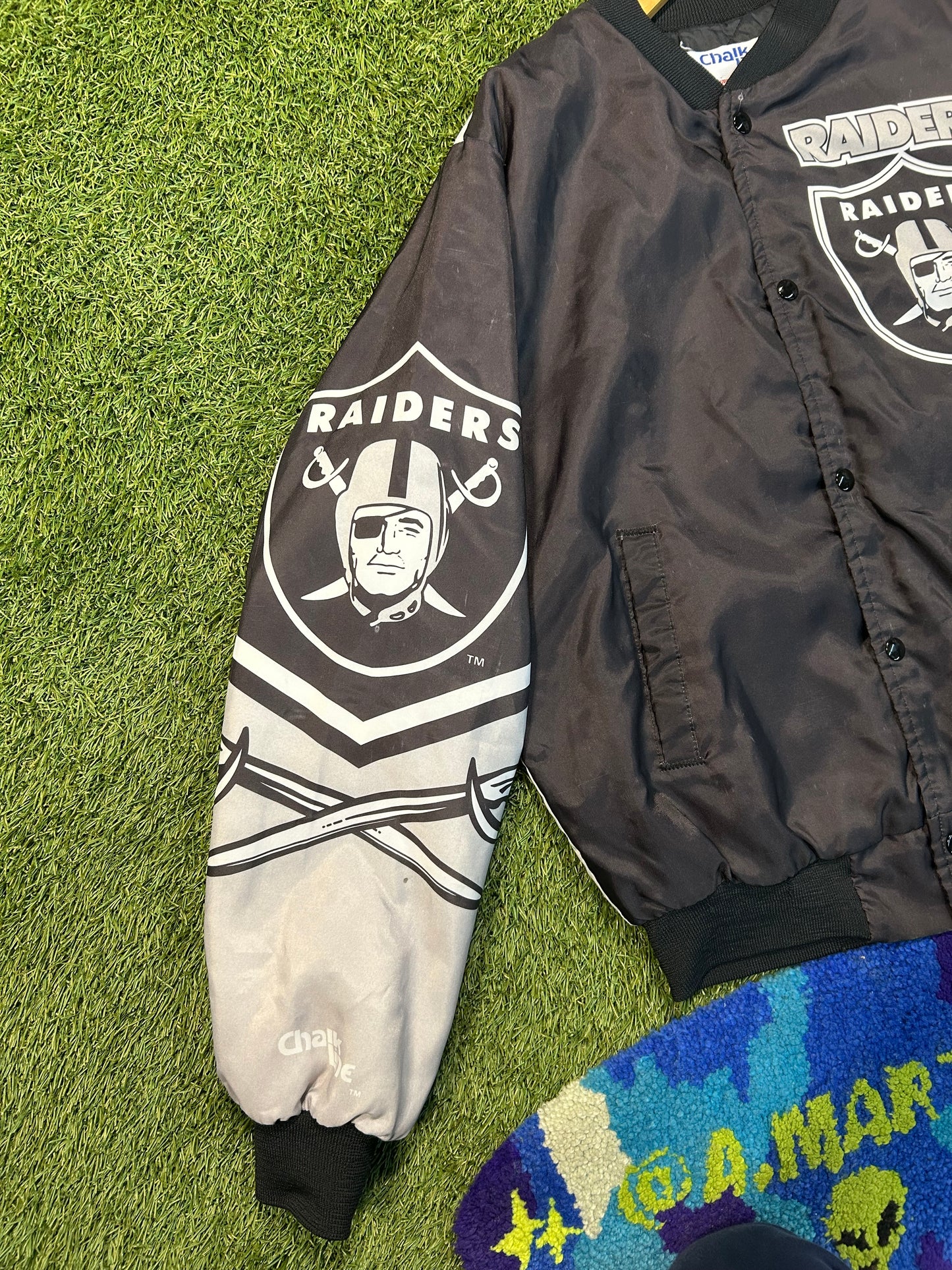 Rare Vintage 80s Chalk Line Los Angeles Raiders NFL Bomber Jacket