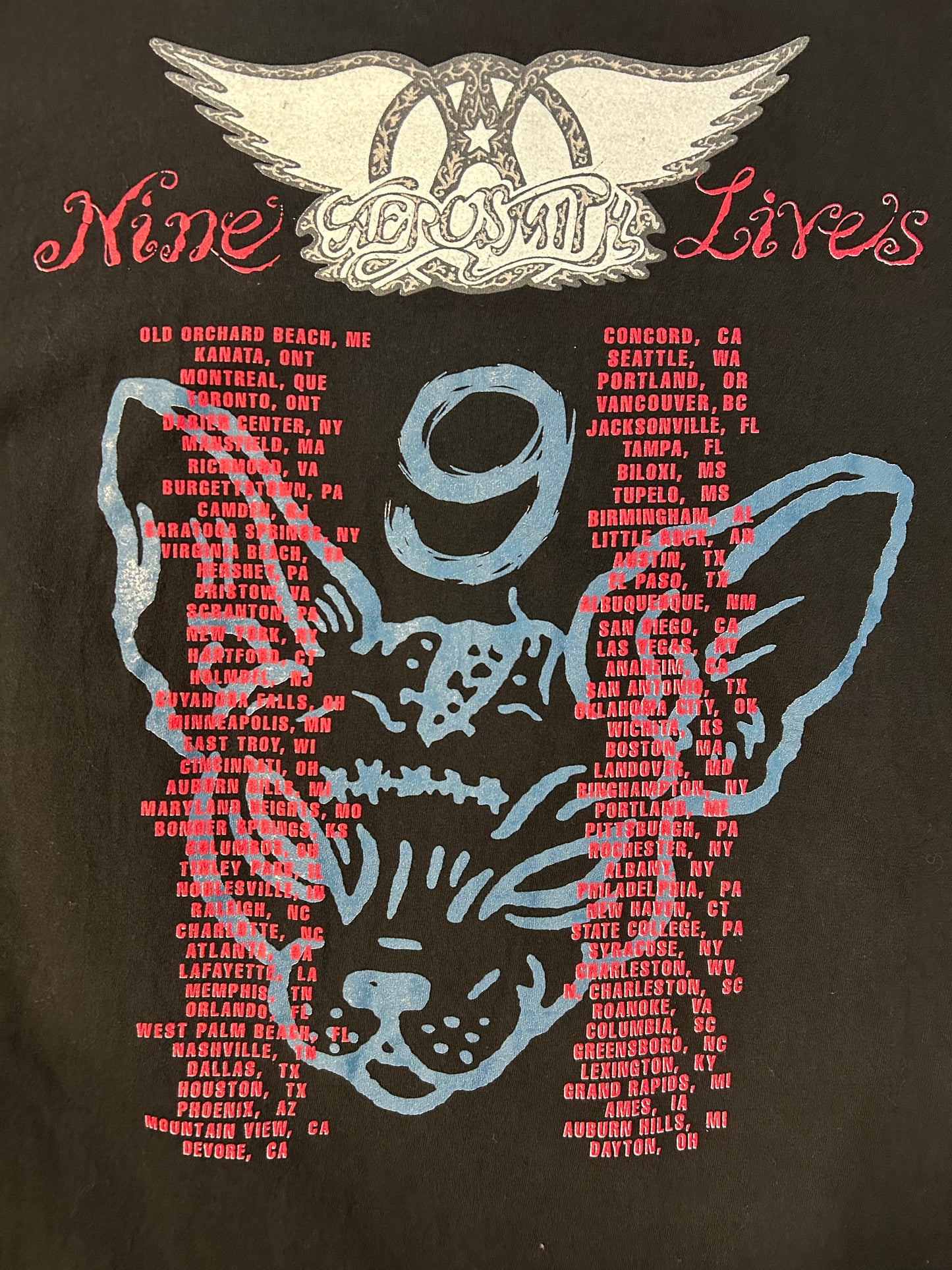 Vintage 90s Aerosmith Nine Lives Concert Tee