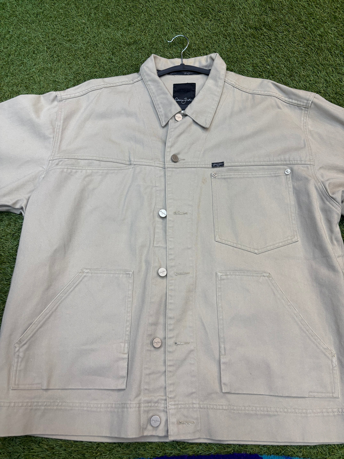 Vintage Beige Cotton Work Jacket