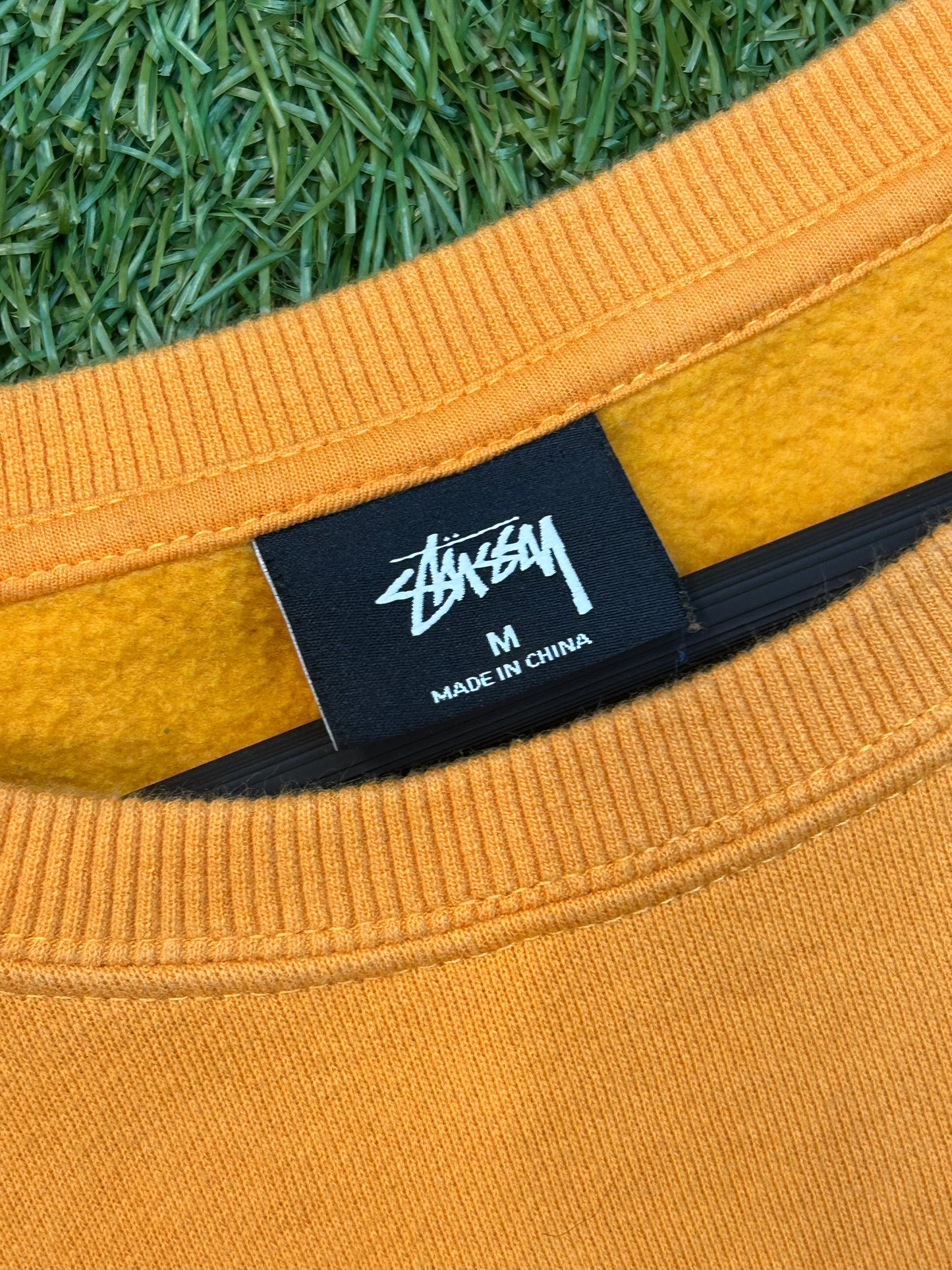 Stussy Orange Embroidered Logo Crewneck