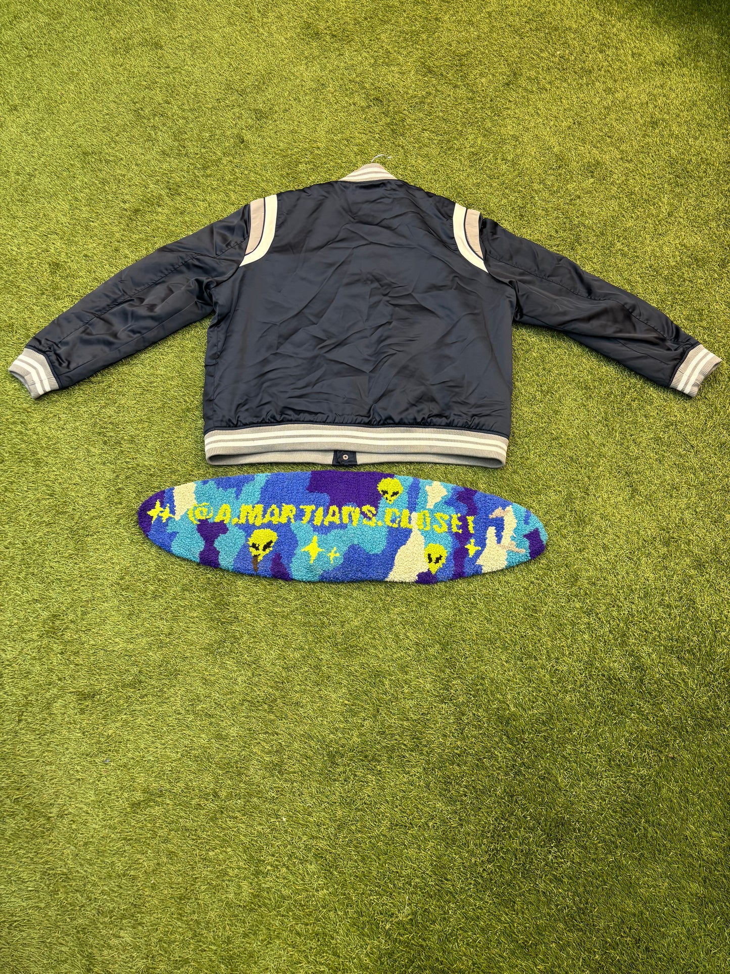 Y2K Navy Blue Bomber Jacket