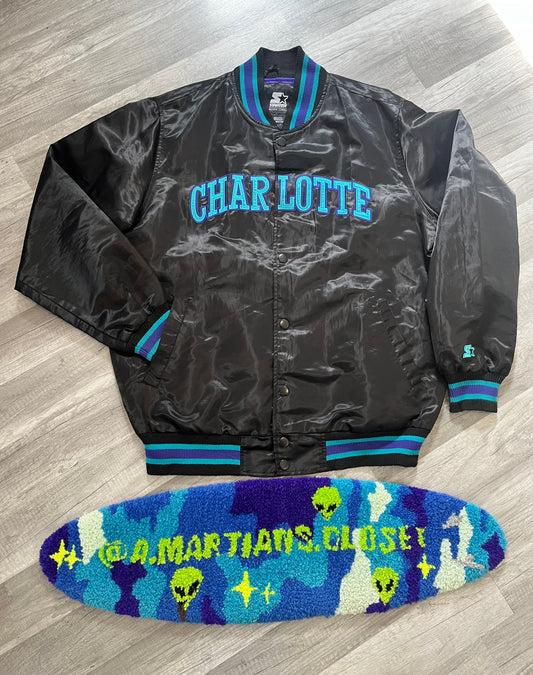 90s Starter Charlotte Bomber Jacket,Black Label