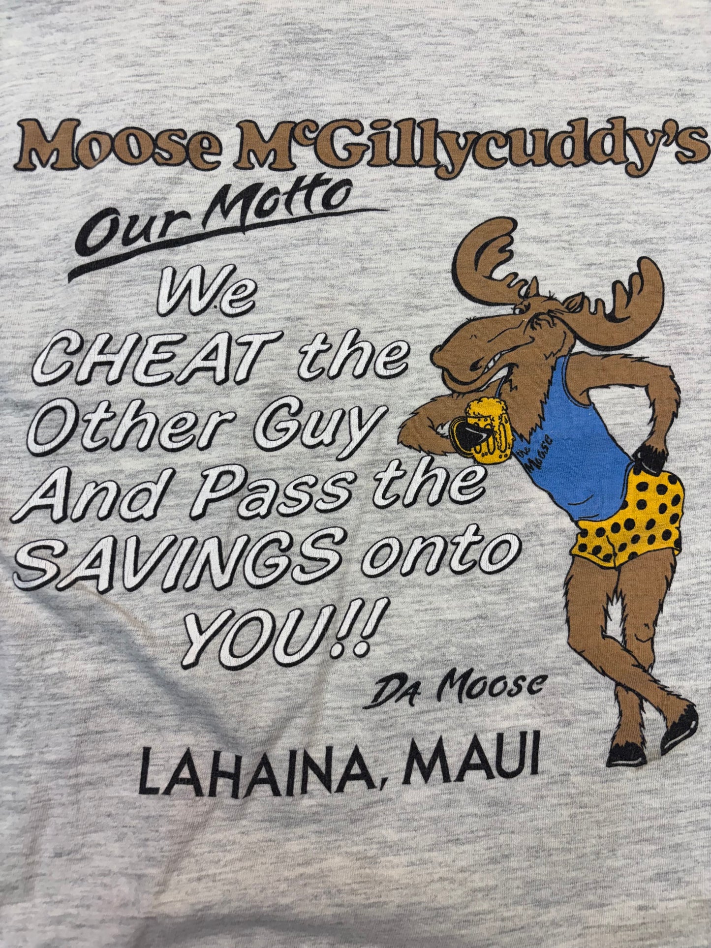 Vintage Light Gray Moose McGillicuddys Pub