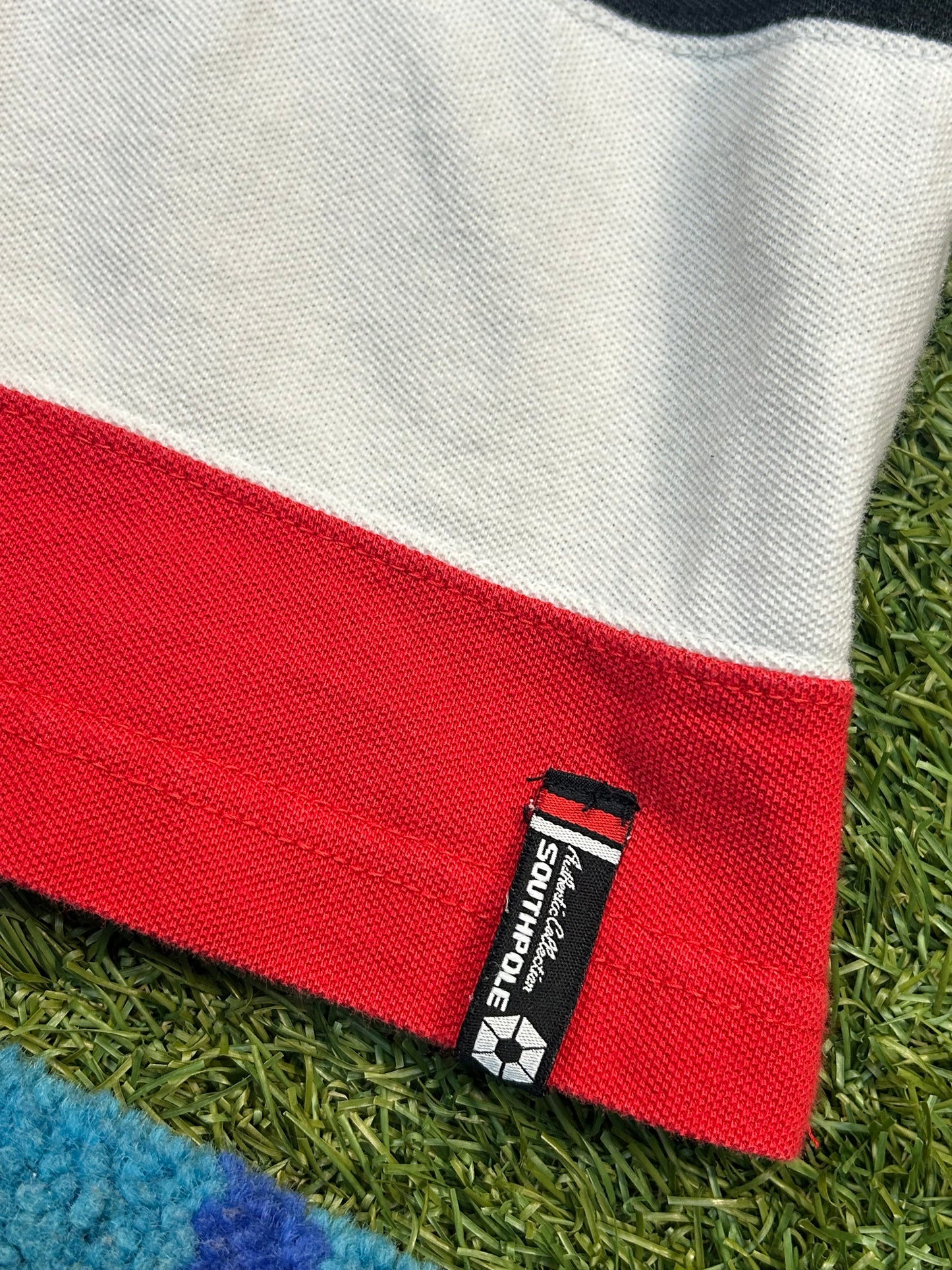 Y2K South Pole Red Black White Stripe Collard Shirt