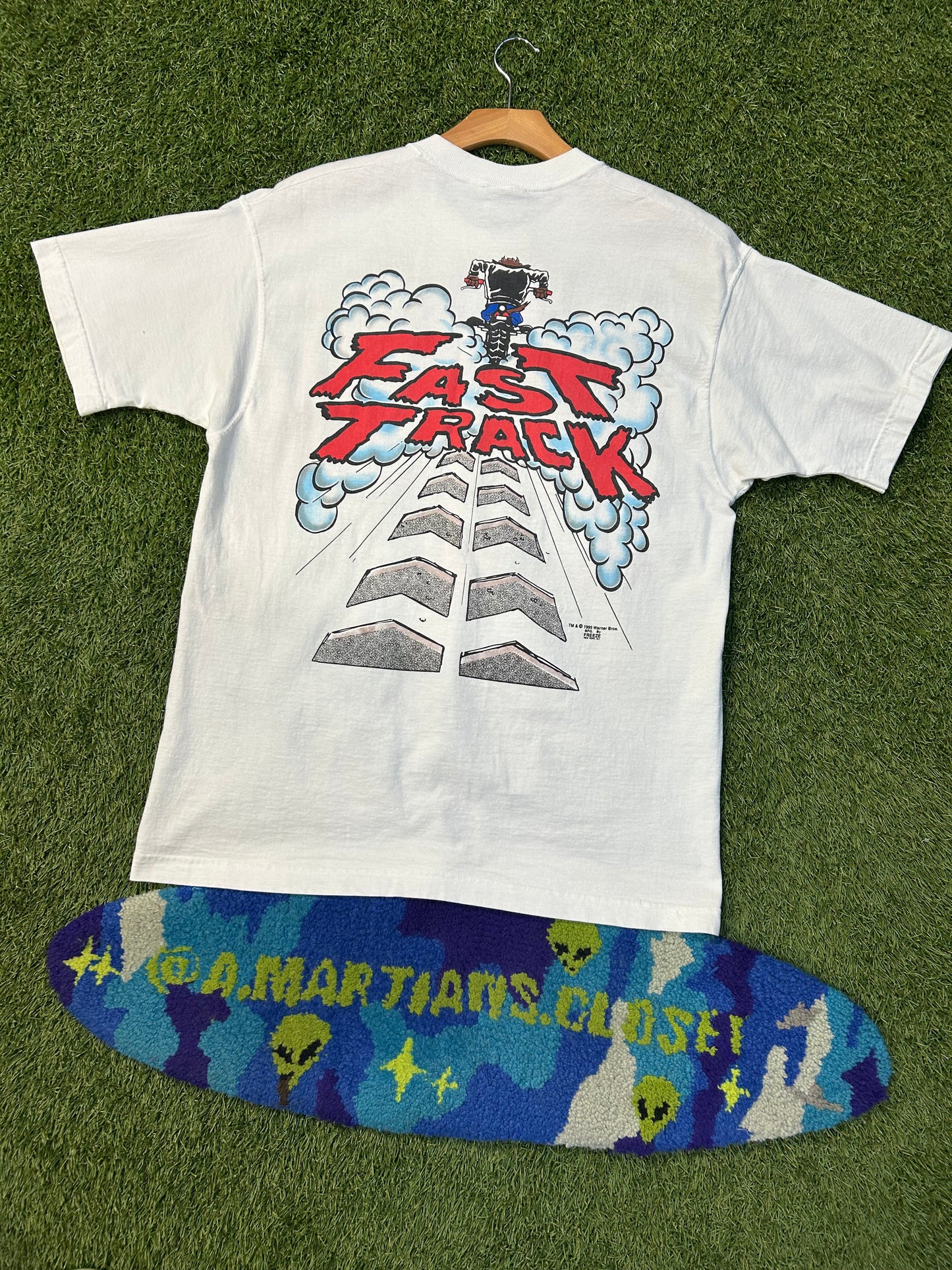 Vintage 1995 Tasmania Devil Motorcycle Fast Track AOP Front Tee