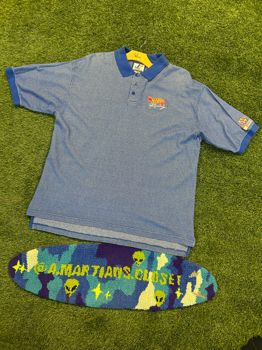 Vintage Hot Wheels Mattel Embroidered Logo Collard Shirt