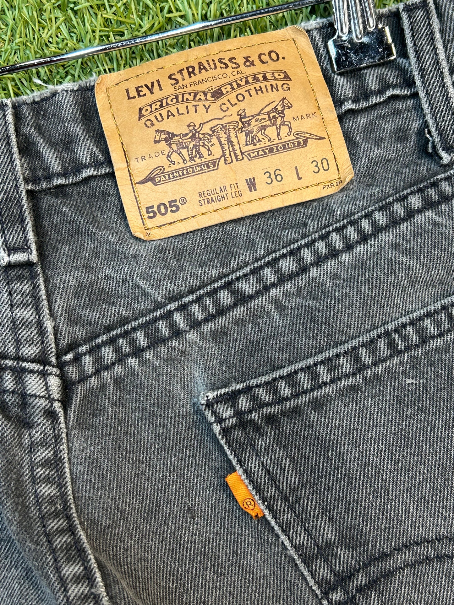 Vintage Orange Tab 505 Regular Straight Leg Fit Black Levi Jeans