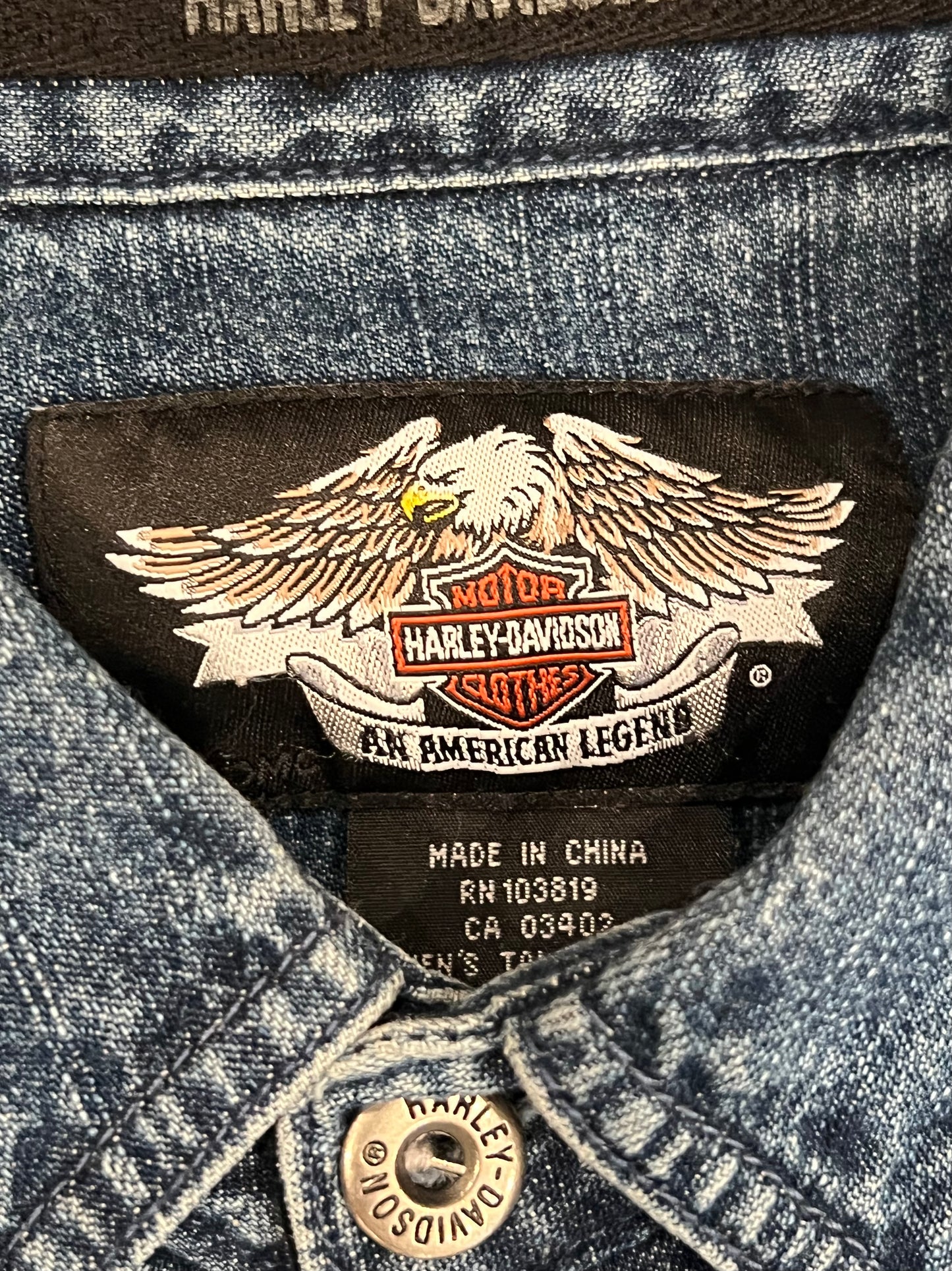 Vintage Harley Davidson Denim Button Up