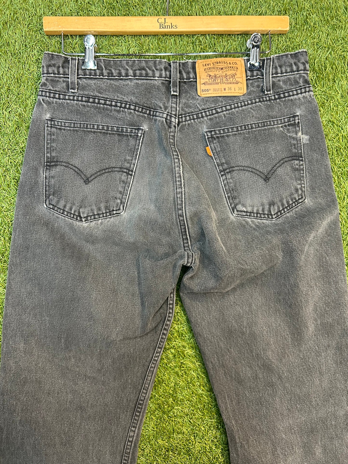Vintage Orange Tab 505 Regular Straight Leg Fit Black Levi Jeans