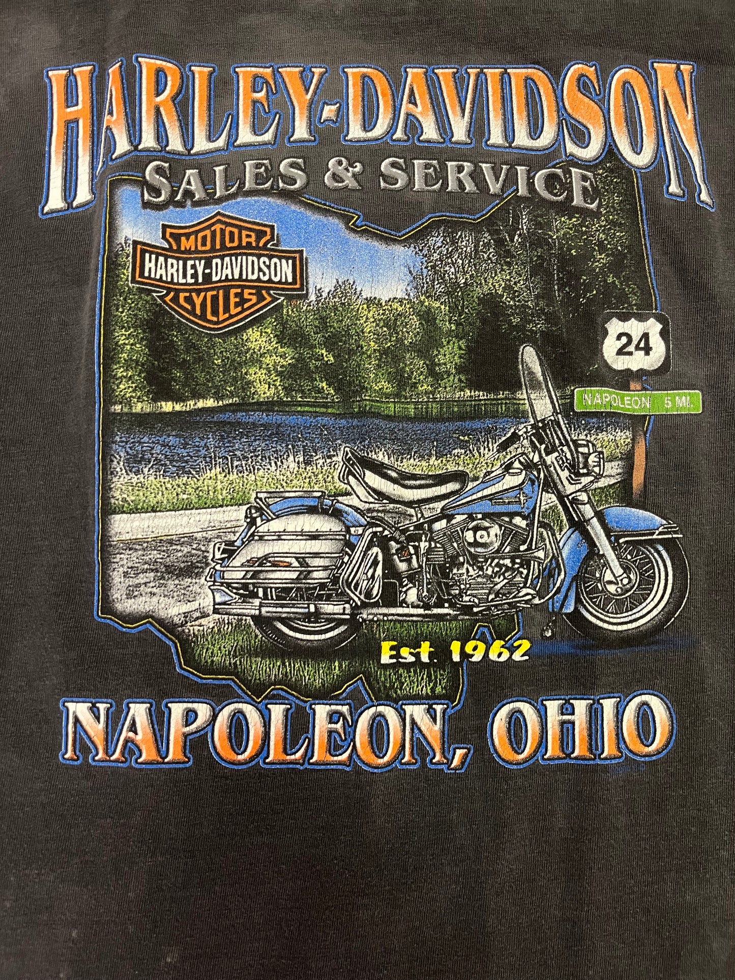 Vintage 2002 Harley Davidson Sales & Service Cutoff Tee