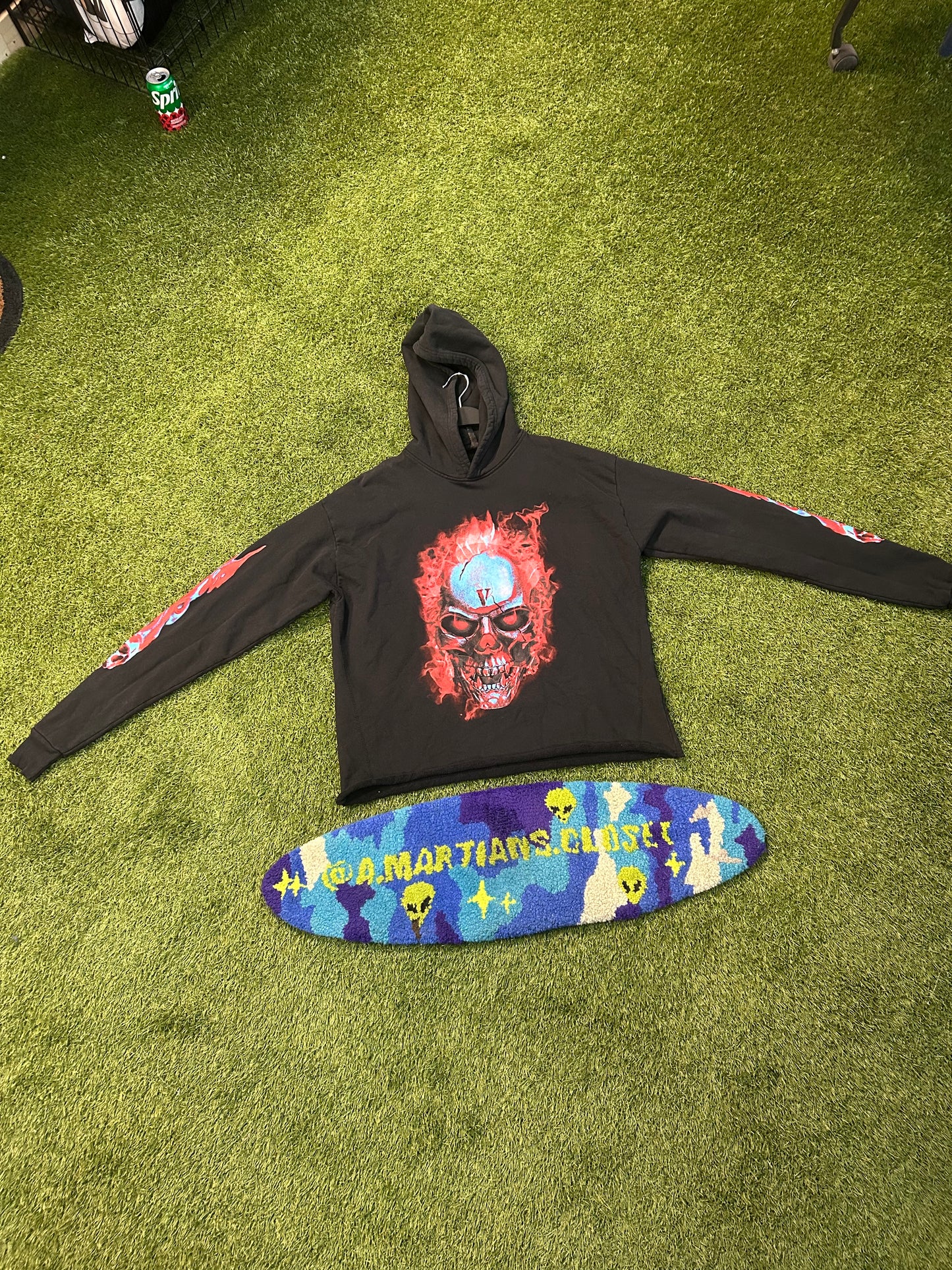 Vlone Red Flame Cropped Hoodie