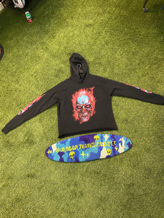 Vlone Red Flame Cropped Hoodie