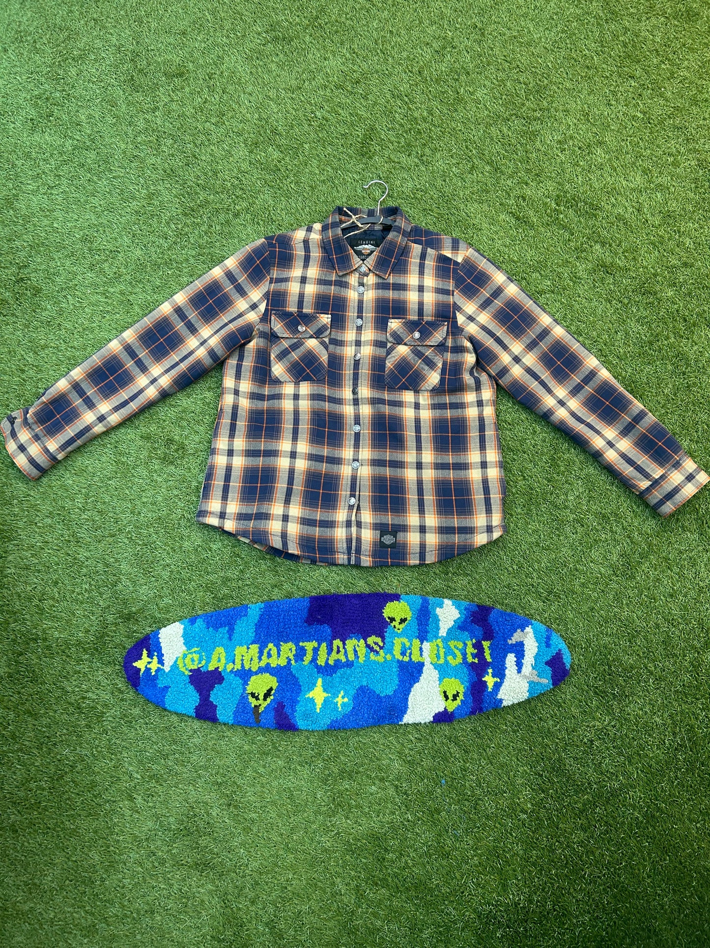 Vintage Harley Davidson Plaid Button Up Collard Jacket