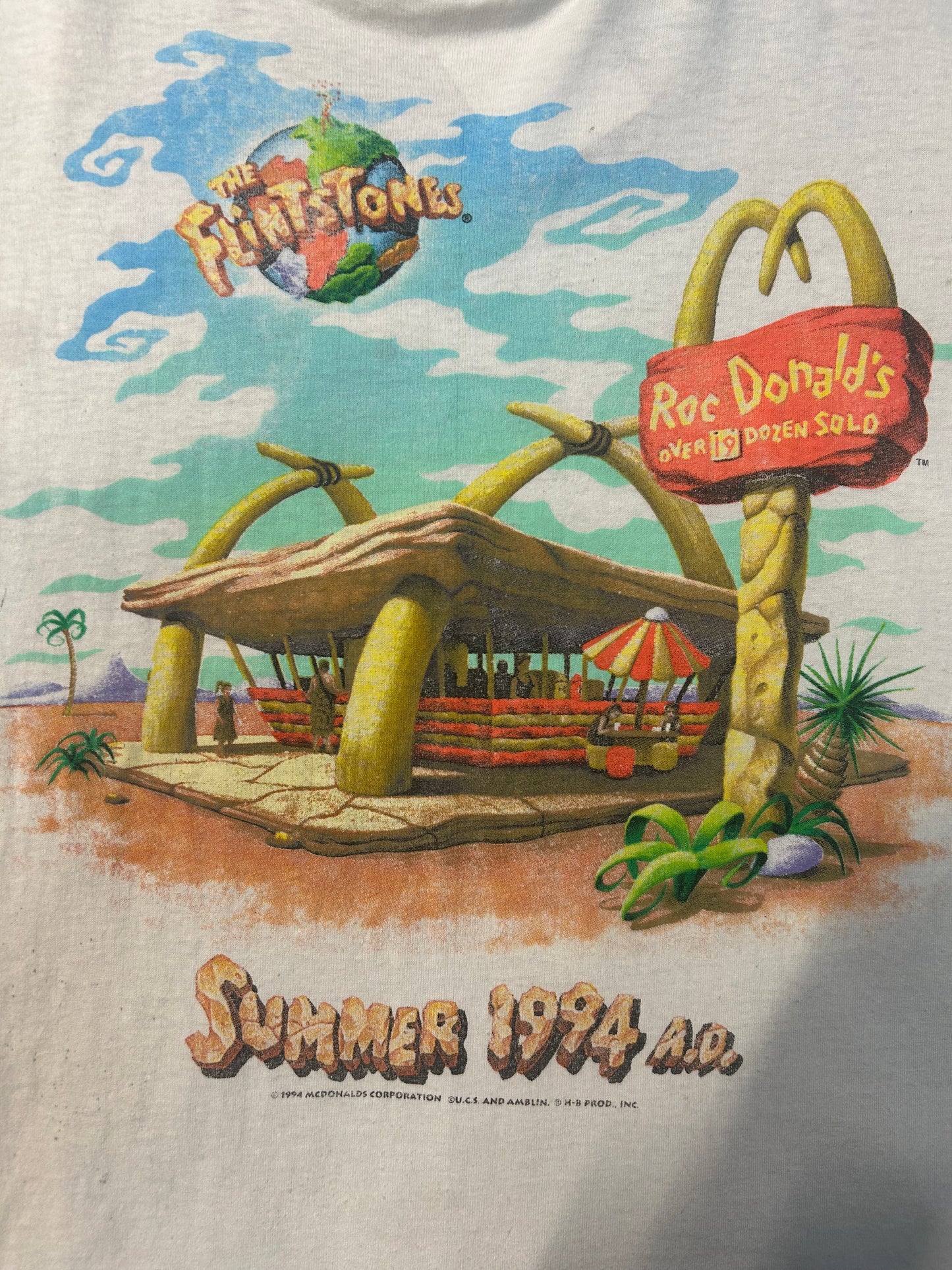Vintage 1994 McDonalds Flintstones Promo Tee