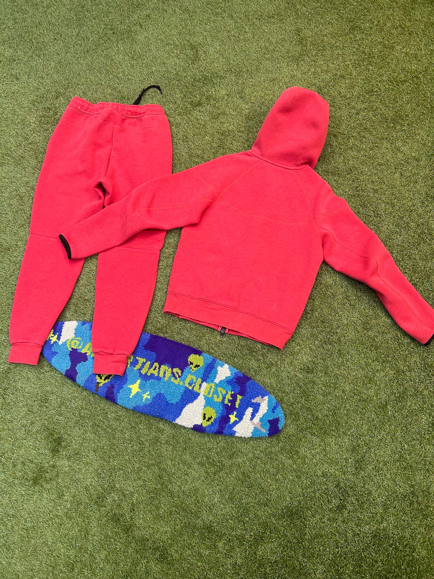 Red Nike Tech Track Suit Top/Bottom