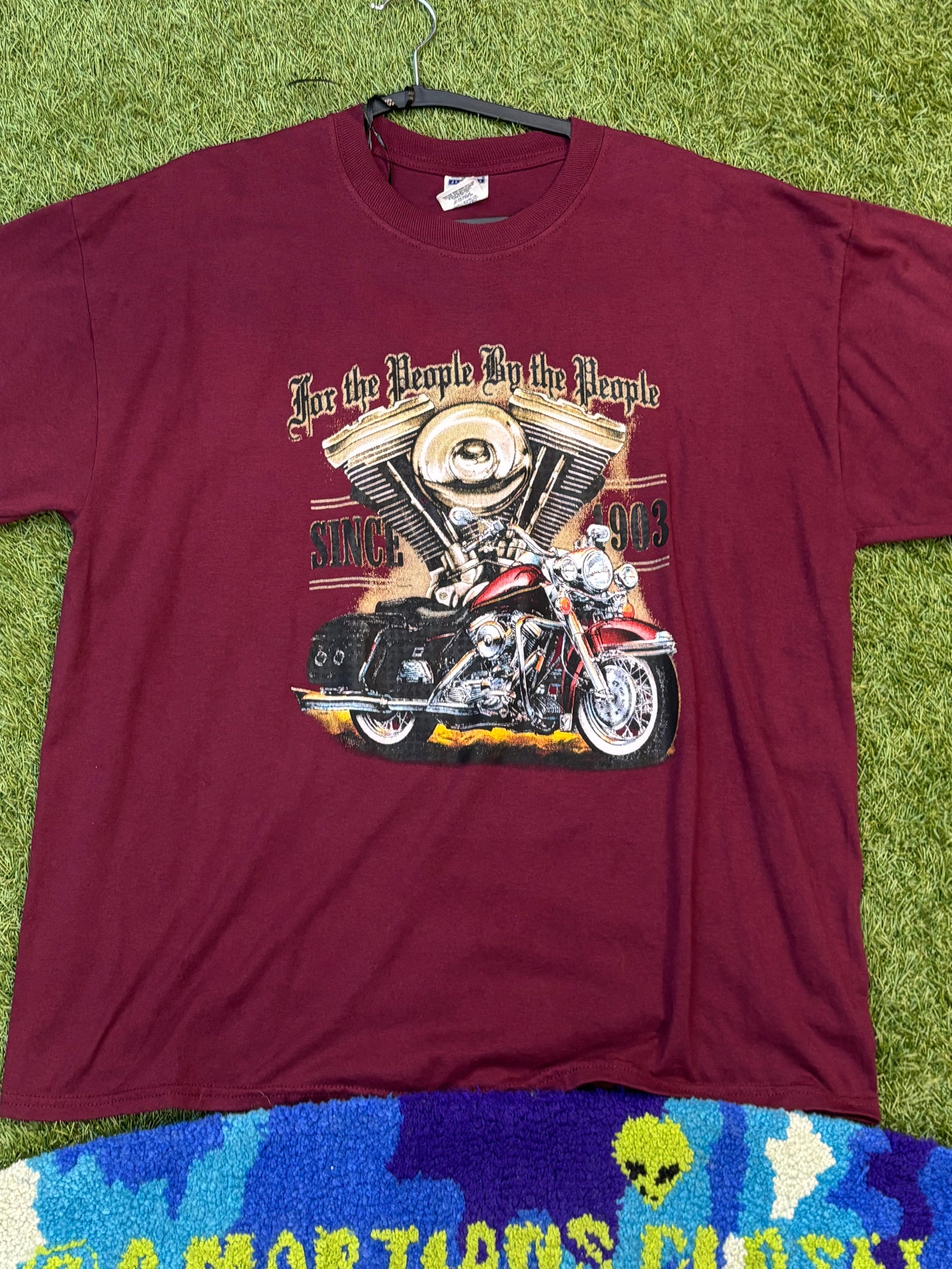 Y2K “For the People By the People” Biker Graphic Tee