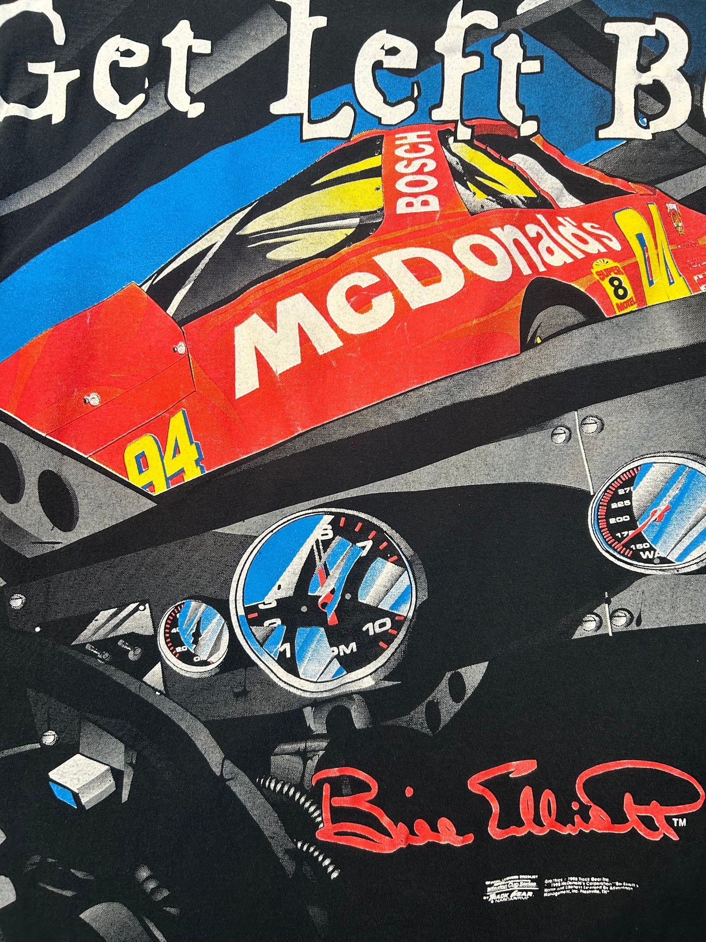 Vintage 1998 Bill Elliot Attack The Track AOP NASCAR Tee