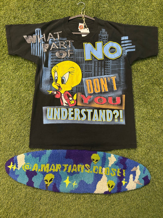 Vintage 1998 Tweety Bird What Part Of No Don’t You Understand AOP Front Only Tee