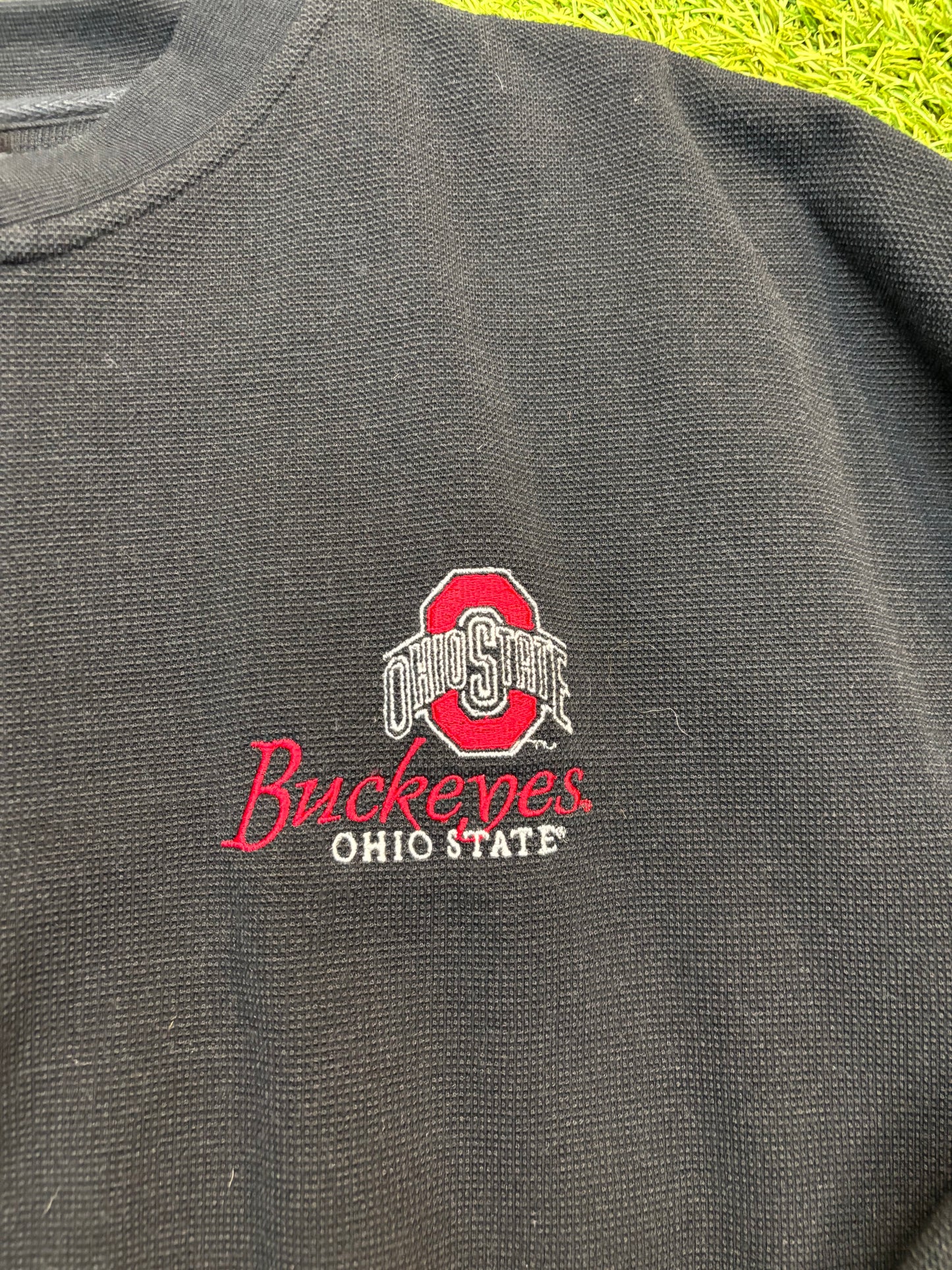 Vintage Black Buckeyes Ohio State Button Up Sweatshirt