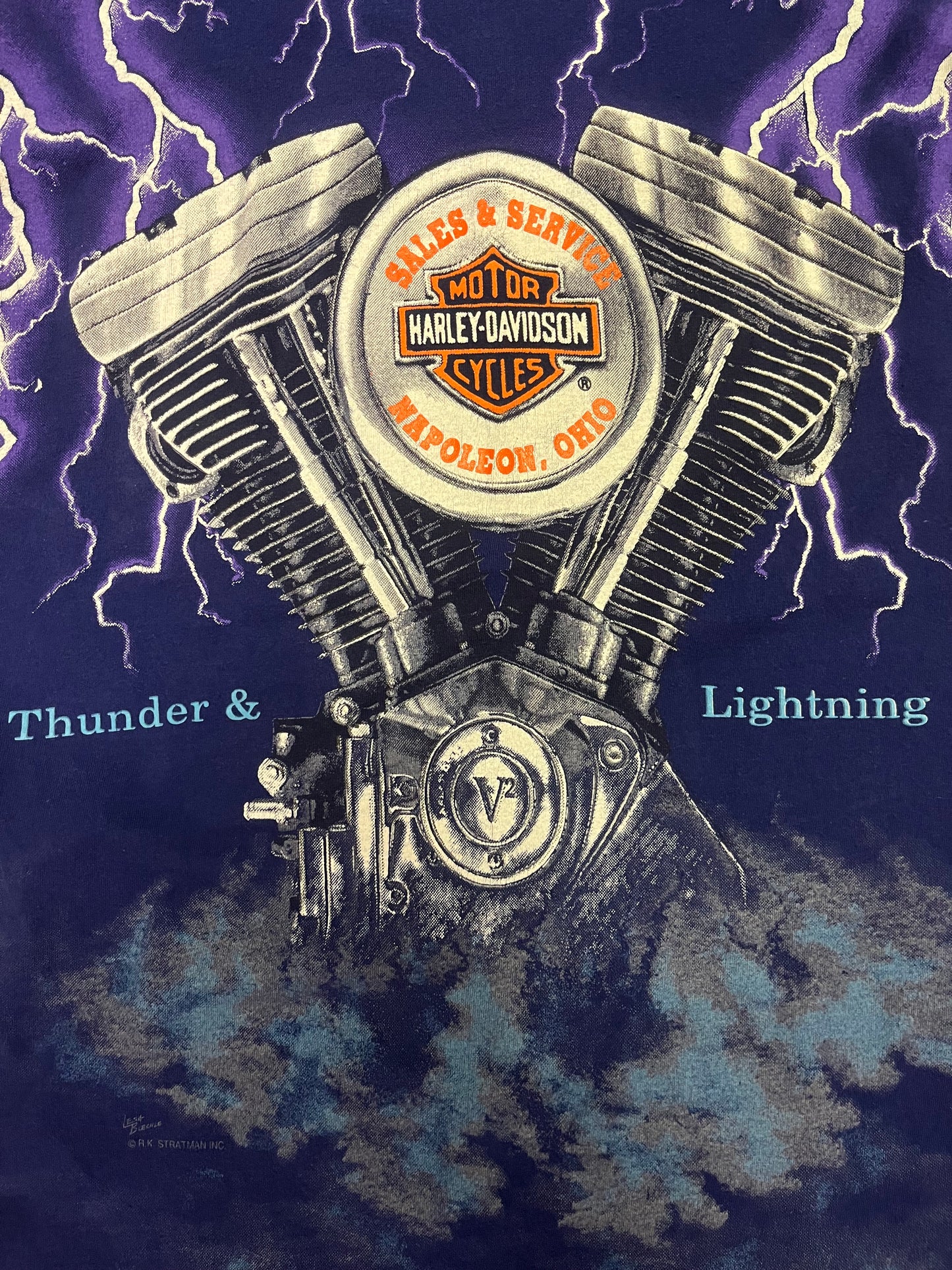 Rare Vintage 90s Purple Lighting Harley Davidson Tee